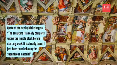 Michelangelo Quotes: Quote of the day by Michelangelo: “The sculpture is already complete within the marble block before I start my work. It is already there; I just have to chisel away the superfluous material” Michelangelo Quotes: Quote of the day by Michelangelo: “The sculpture is already complete within the marble block before I start my work. It is already there; I just have to chisel away the superfluous material”