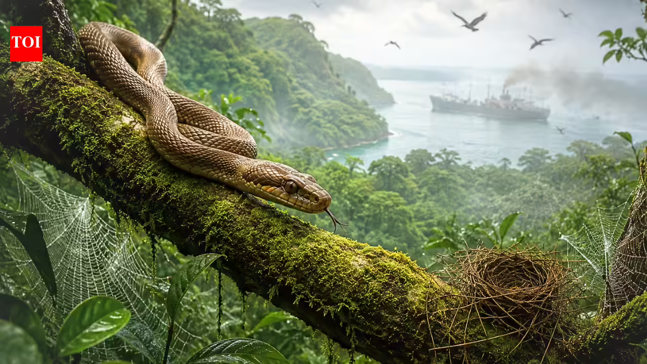 Brown tree snakes reached Guam hidden in military cargo during World War II, and it triggered an ecological collapse that wiped out nearly all native birds and slashed tree seedling growth by up to 92% | Brown tree snakes reached Guam hidden in military cargo during World War II, and it triggered an ecological collapse that wiped out nearly all native birds and slashed tree seedling growth by up to 92% |