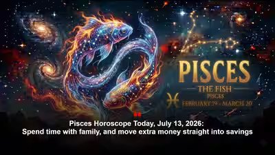 Pisces Horoscope Today, July 13, 2026: Spend time with family, and move extra money straight into savings Pisces Horoscope Today, July 13, 2026: Spend time with family, and move extra money straight into savings
