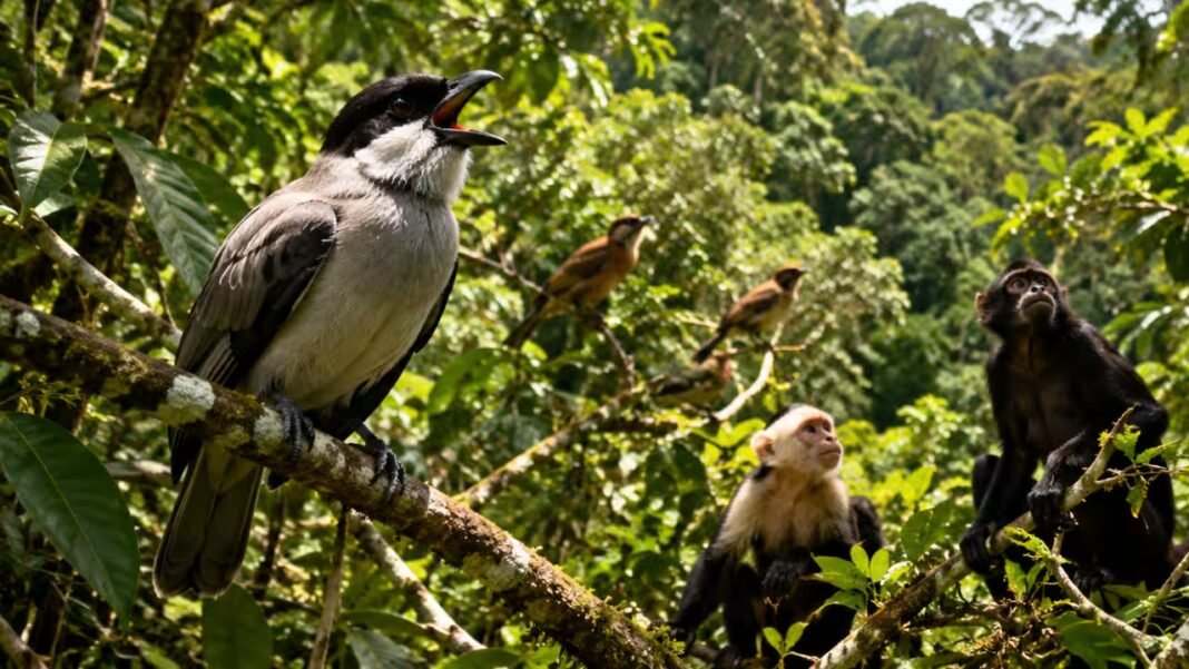 ‘Internet of the forest’: Scientists discover birds and monkeys in the Amazon have developed a natural communication network to share danger warnings and protect each other from predators | ‘Internet of the forest’: Scientists discover birds and monkeys in the Amazon have developed a natural communication network to share danger warnings and protect each other from predators |