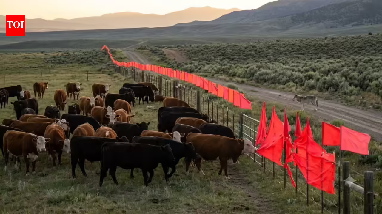 In 2003, scientists discovered wolves refused to cross a simple line of fluttering flags; today it helps protect cattle without killing predators | In 2003, scientists discovered wolves refused to cross a simple line of fluttering flags; today it helps protect cattle without killing predators |