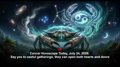 Cancer Horoscope Today, July 24, 2026: Say yes to useful gatherings, they can open both hearts and doors Cancer Horoscope Today, July 24, 2026: Say yes to useful gatherings, they can open both hearts and doors