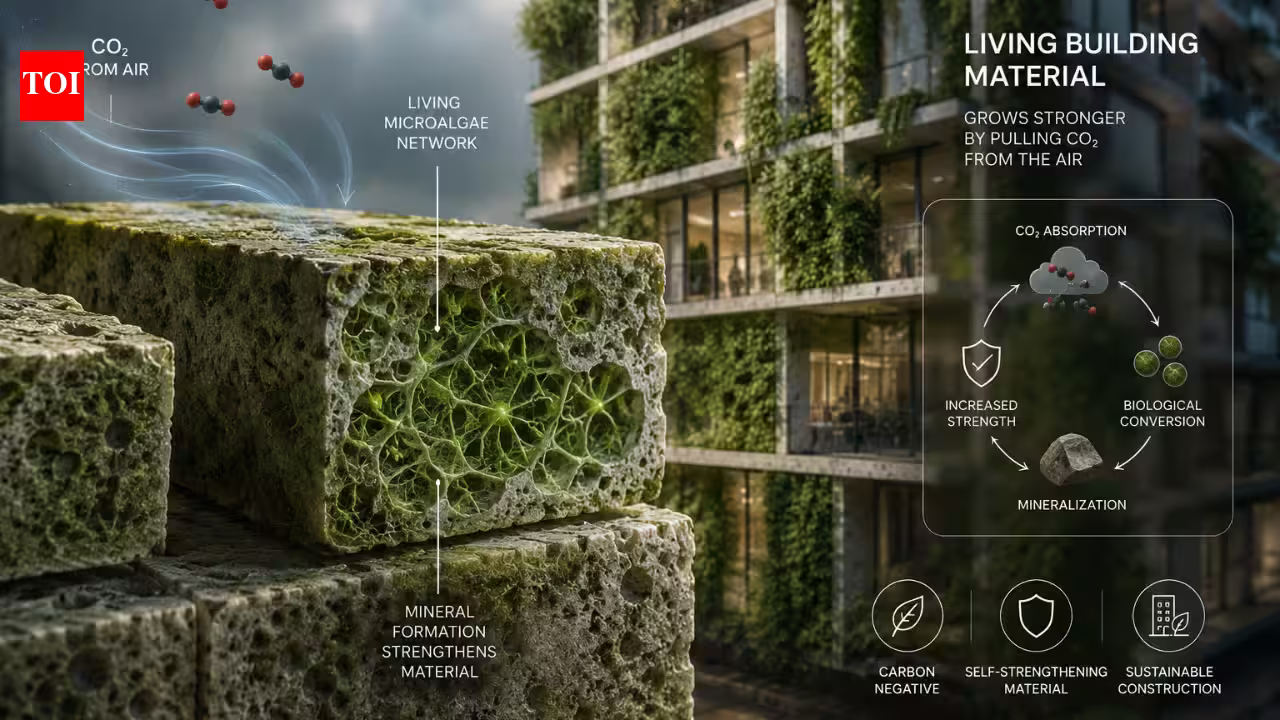 Swiss scientists have created a living building material that grows stronger by pulling carbon dioxide from the air | Swiss scientists have created a living building material that grows stronger by pulling carbon dioxide from the air |