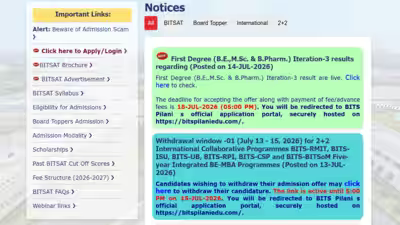 BITSAT Iteration 3 result 2026 declared at admissions.bits-pilani.ac.in: Direct link to download scorecards here BITSAT Iteration 3 result 2026 declared at admissions.bits-pilani.ac.in: Direct link to download scorecards here
