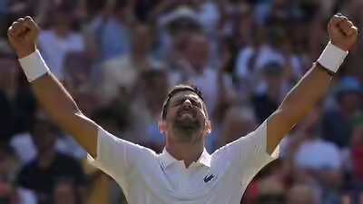 Novak Djokovic survives Arthur Rinderknech test, equals Roger Federer’s Wimbledon record | Tennis News Novak Djokovic survives Arthur Rinderknech test, equals Roger Federer’s Wimbledon record | Tennis News