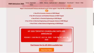 IISER 2026 counselling schedule released, round 1 admission starts July 24: Check details IISER 2026 counselling schedule released, round 1 admission starts July 24: Check details