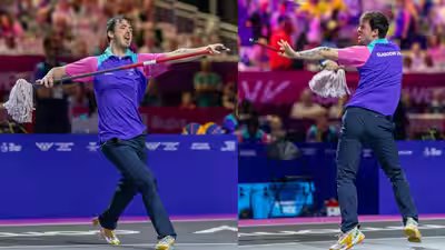 Watch: Viral Commonwealth Games cleaner dubbed ‘Mop Man’ performs splits and worm while mopping court | Commonwealth Games News Watch: Viral Commonwealth Games cleaner dubbed ‘Mop Man’ performs splits and worm while mopping court | Commonwealth Games News