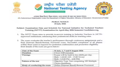 NTA releases NITTT 2026 exam schedule; check shift timings and guidelines NTA releases NITTT 2026 exam schedule; check shift timings and guidelines