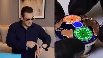 Salman Khan New Watch: A look into Salman Khan’s saphire watch worth Rs 41 lakhs with Indian flag colours, dual time zone and more | Hindi Movie News Salman Khan New Watch: A look into Salman Khan’s saphire watch worth Rs 41 lakhs with Indian flag colours, dual time zone and more | Hindi Movie News