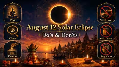 August 12 Solar Eclipse Do’s & Don’ts: Essential Spiritual Rules, Food Precautions & Mantra Chanting Tips for Luck And Protection August 12 Solar Eclipse Do’s & Don’ts: Essential Spiritual Rules, Food Precautions & Mantra Chanting Tips for Luck And Protection