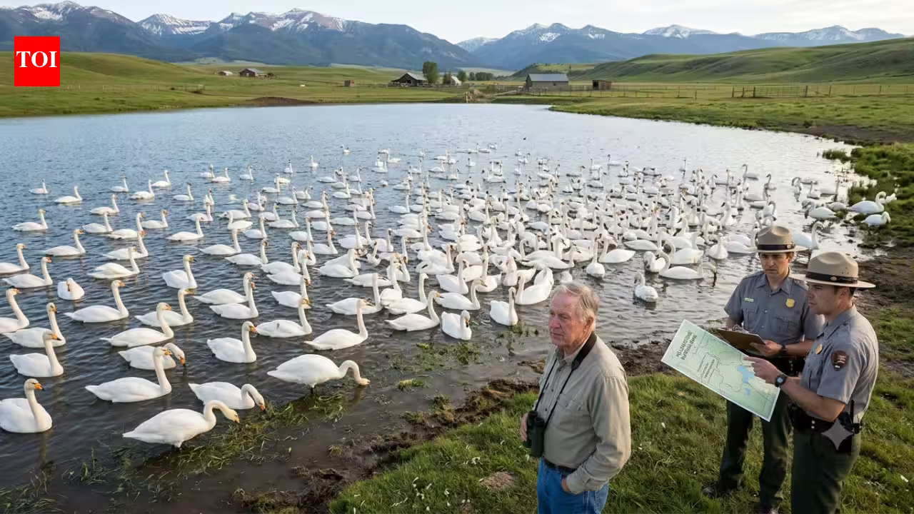 In the 1960s a Montana landowner bought 2 mute swans for private pond. Decades later their flock reached 120; alarming Yellowstone officials | In the 1960s a Montana landowner bought 2 mute swans for private pond. Decades later their flock reached 120; alarming Yellowstone officials |