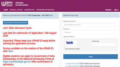 IGNOU July 2026 admission deadline extended: Check complete details and direct link to apply here IGNOU July 2026 admission deadline extended: Check complete details and direct link to apply here