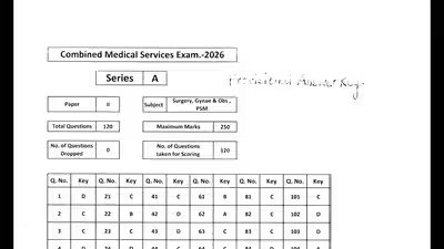 UPSC CMS answer key 2026 released at upsc.gov.in: Direct link to download here UPSC CMS answer key 2026 released at upsc.gov.in: Direct link to download here