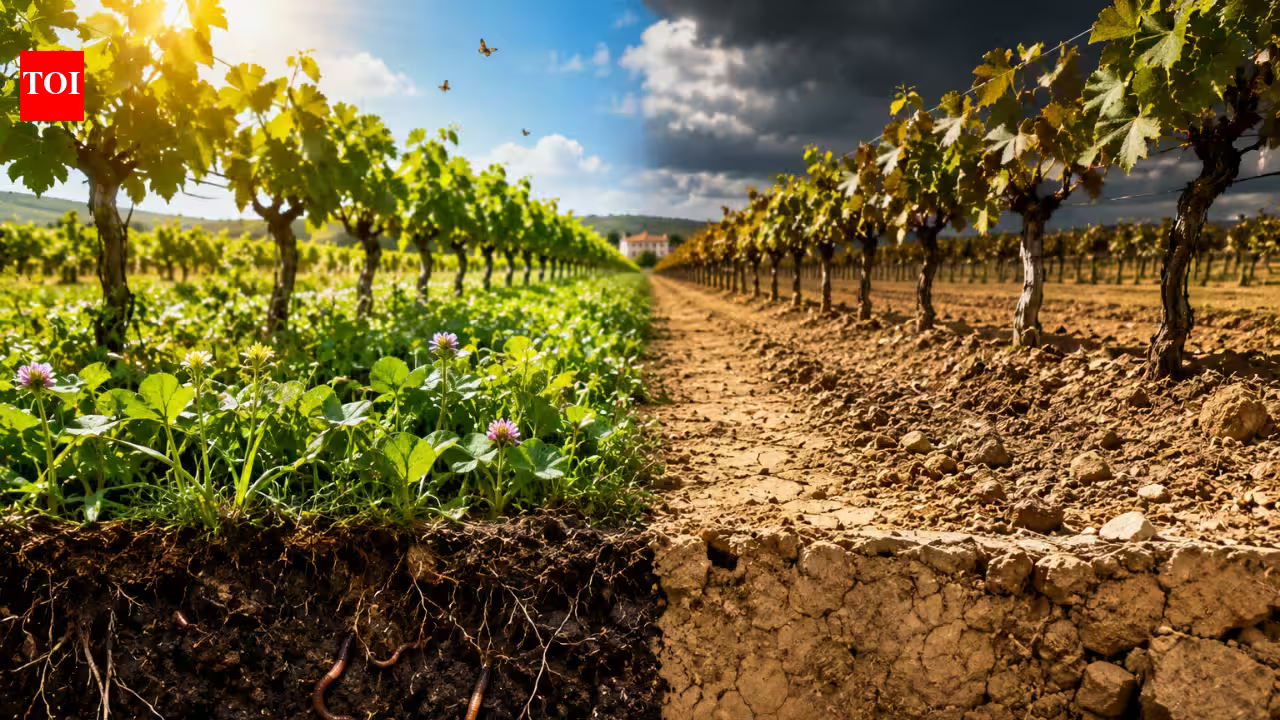 A Spanish vineyard has gone more than 20 years without irrigation or pesticides; its cover-cropped topsoil now has over twice the organic matter of nearby tilled soil A Spanish vineyard has gone more than 20 years without irrigation or pesticides; its cover-cropped topsoil now has over twice the organic matter of nearby tilled soil