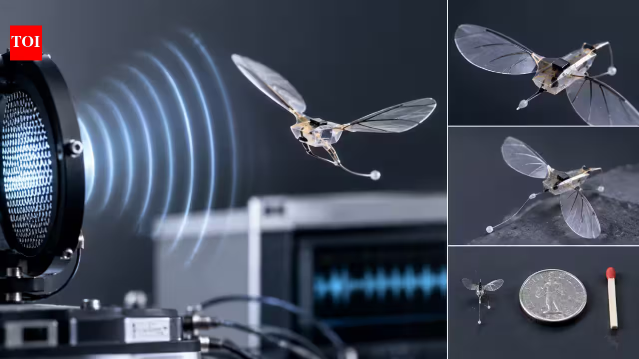 Swiss scientists built tiny flying robots without motors or batteries, using sound waves to generate thrust and steer them through the air | Swiss scientists built tiny flying robots without motors or batteries, using sound waves to generate thrust and steer them through the air |