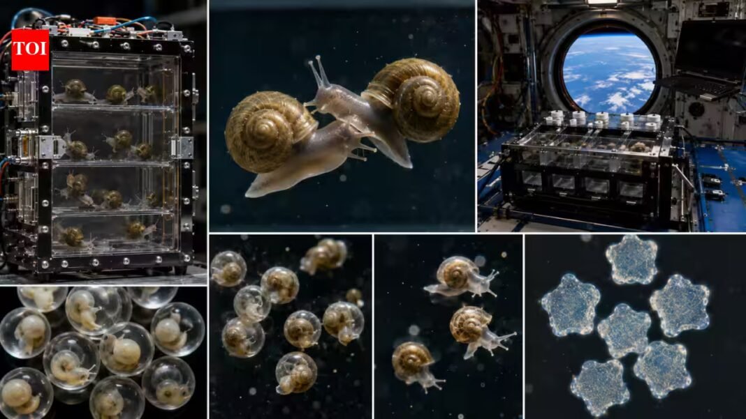 In 2003, Nasa researchers found freshwater snails mated and reproduced in space, with gravity-sensing statoconia 50% larger by volume than ground controls | In 2003, Nasa researchers found freshwater snails mated and reproduced in space, with gravity-sensing statoconia 50% larger by volume than ground controls |