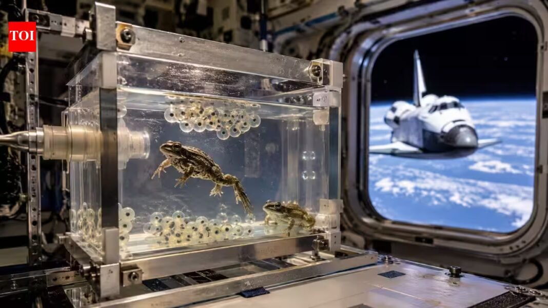 In 1992, Nasa put live frogs and their eggs aboard the Space Shuttle; the eggs were fertilised and developed in microgravity | In 1992, Nasa put live frogs and their eggs aboard the Space Shuttle; the eggs were fertilised and developed in microgravity |
