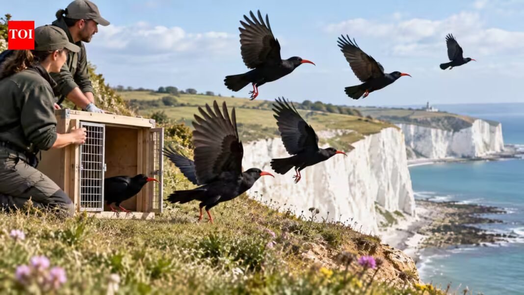 In 2019, conservationists brought red-billed choughs back to Kent after 200 years; 35 birds are now living there | In 2019, conservationists brought red-billed choughs back to Kent after 200 years; 35 birds are now living there |