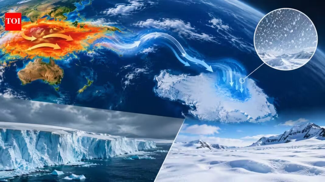 After losing about 140.5 billion tons of ice a year for two decades, Antarctica temporarily reversed course, gaining a record 695 billion tons in 2021-23 as tropical warmth drove heavy snowfall After losing about 140.5 billion tons of ice a year for two decades, Antarctica temporarily reversed course, gaining a record 695 billion tons in 2021-23 as tropical warmth drove heavy snowfall