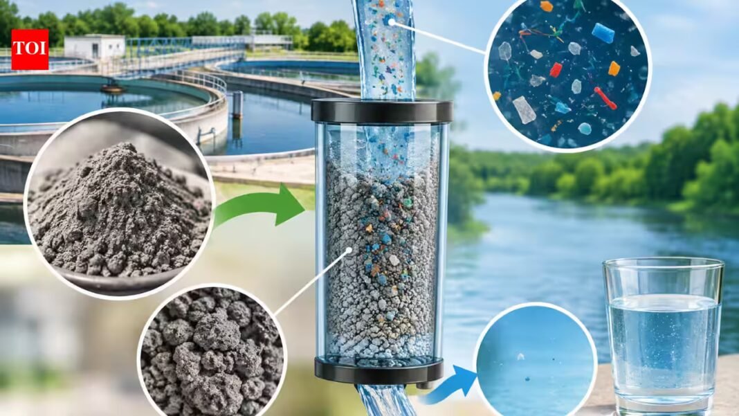 In 2026, researchers turned water-treatment waste into a filter for microplastics; real-water tests removed 86.9% to 97.1% of the particles In 2026, researchers turned water-treatment waste into a filter for microplastics; real-water tests removed 86.9% to 97.1% of the particles