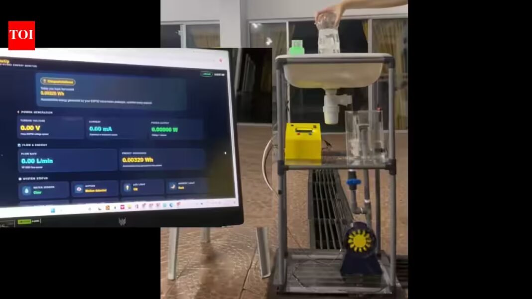 Malaysian students built a device that turns wastewater from sinks into electricity; the system stores intermittent flow and powers a tiny turbine | Malaysian students built a device that turns wastewater from sinks into electricity; the system stores intermittent flow and powers a tiny turbine |