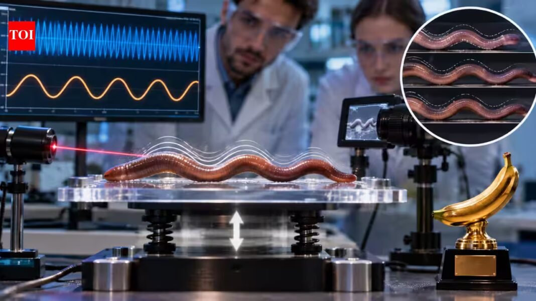 In 2019, scientists shook earthworms to study their movements and found strange waves at half the frequency, winning a strange science prize | In 2019, scientists shook earthworms to study their movements and found strange waves at half the frequency, winning a strange science prize |