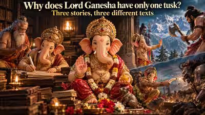Why does Lord Ganesha have only one tusk? Three stories, three different texts Why does Lord Ganesha have only one tusk? Three stories, three different texts