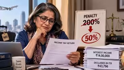 She declared Rs 43,796 income but omitted Rs 14.02 lakh interest from her ITR; tax officer imposed a 200% penalty of Rs 4.85 lakh, but ITAT cut it to Rs 1.21 lakh She declared Rs 43,796 income but omitted Rs 14.02 lakh interest from her ITR; tax officer imposed a 200% penalty of Rs 4.85 lakh, but ITAT cut it to Rs 1.21 lakh