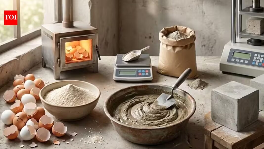 Researchers turned waste eggshells into powder and replaced 10% of cement, producing stronger mortar after 28 days | Researchers turned waste eggshells into powder and replaced 10% of cement, producing stronger mortar after 28 days |