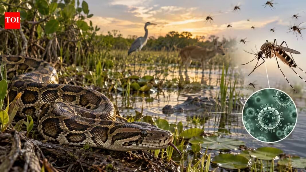 Burmese pythons drove major wildlife losses in the Everglades, creating an unexpected shift in mosquitoes and a virus that can infect humans | Burmese pythons drove major wildlife losses in the Everglades, creating an unexpected shift in mosquitoes and a virus that can infect humans |