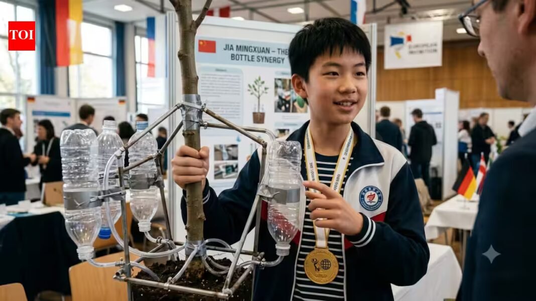 14-year-old Jia Mingxuan used plastic bottles and steel tubes to build a device for young trees; it won gold at a German invention exhibition | 14-year-old Jia Mingxuan used plastic bottles and steel tubes to build a device for young trees; it won gold at a German invention exhibition |