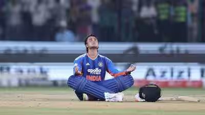 Abhishek Sharma pulls off yoga celebration after smashing fastest T20I century by Indian – WATCH | Cricket News Abhishek Sharma pulls off yoga celebration after smashing fastest T20I century by Indian – WATCH | Cricket News