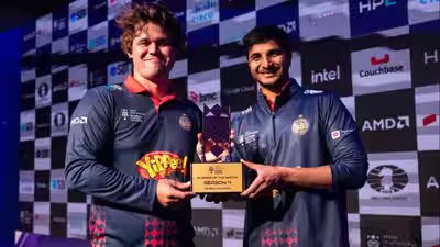 GCL: Ganges Grandmasters run riot on Day 7; Magnus Carlsen gives POTM trophy to Vidit Gujrathi | Chess News GCL: Ganges Grandmasters run riot on Day 7; Magnus Carlsen gives POTM trophy to Vidit Gujrathi | Chess News