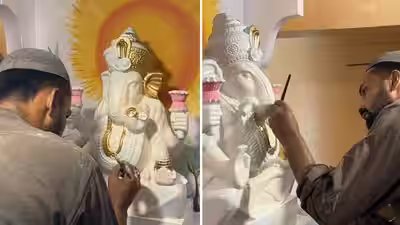 Viral video: ‘Kaun Hindu, kaun Muslim?’ Muslim artist paints Ganapati idol for Marathi family in Karachi Viral video: ‘Kaun Hindu, kaun Muslim?’ Muslim artist paints Ganapati idol for Marathi family in Karachi