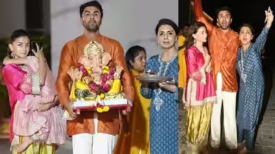 Ranbir Kapoor, Alia Bhatt, Neetu Kapoor perform Ganpati Visarjan, hide Raha’s face while posing for the paparazzi, chant ‘Ganpati Bappa Morya’ – PICS inside | Ranbir Kapoor, Alia Bhatt, Neetu Kapoor perform Ganpati Visarjan, hide Raha’s face while posing for the paparazzi, chant ‘Ganpati Bappa Morya’ – PICS inside |
