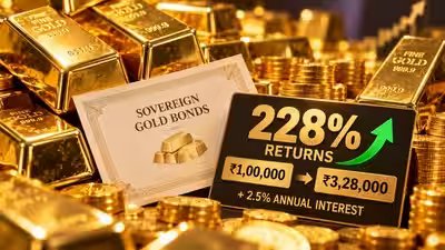Gold bond bought at Rs 4,682 now worth Rs 15,334: SGB gives 228% return, Rs 1 lakh becomes Rs 3.28 lakh, plus 2.5% annual interest; premature redemption due September 7 Gold bond bought at Rs 4,682 now worth Rs 15,334: SGB gives 228% return, Rs 1 lakh becomes Rs 3.28 lakh, plus 2.5% annual interest; premature redemption due September 7