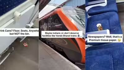 “Maybe Indians don’t deserve facilities like Vande Bharat Trains”: Passengers leave bottles, food packets behind despite onboard cleaning “Maybe Indians don’t deserve facilities like Vande Bharat Trains”: Passengers leave bottles, food packets behind despite onboard cleaning
