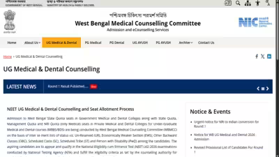 WB NEET UG round 1 seat allotment result 2026 out at wbmcc.nic.in; check reporting dates and next steps WB NEET UG round 1 seat allotment result 2026 out at wbmcc.nic.in; check reporting dates and next steps