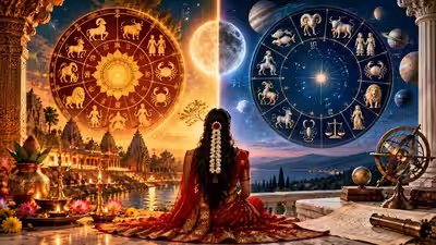 Vedic vs Western Astrology: Why Your Navratri Horoscope Shows a Different Sign Vedic vs Western Astrology: Why Your Navratri Horoscope Shows a Different Sign
