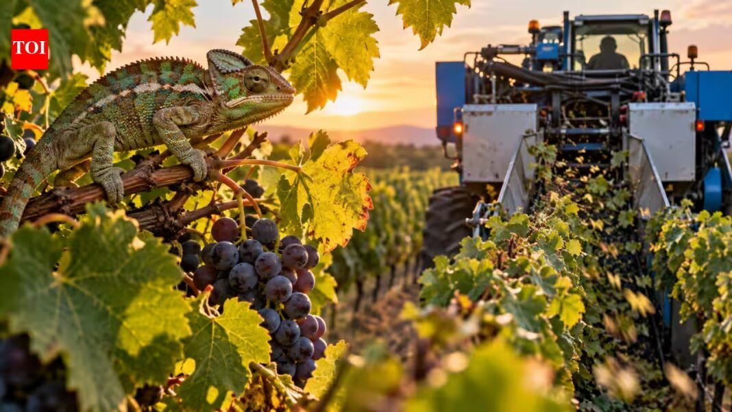 Chameleons may be attracted to vineyards but die during mechanical harvesting; scientists warn farms can become ecological traps | Chameleons may be attracted to vineyards but die during mechanical harvesting; scientists warn farms can become ecological traps |