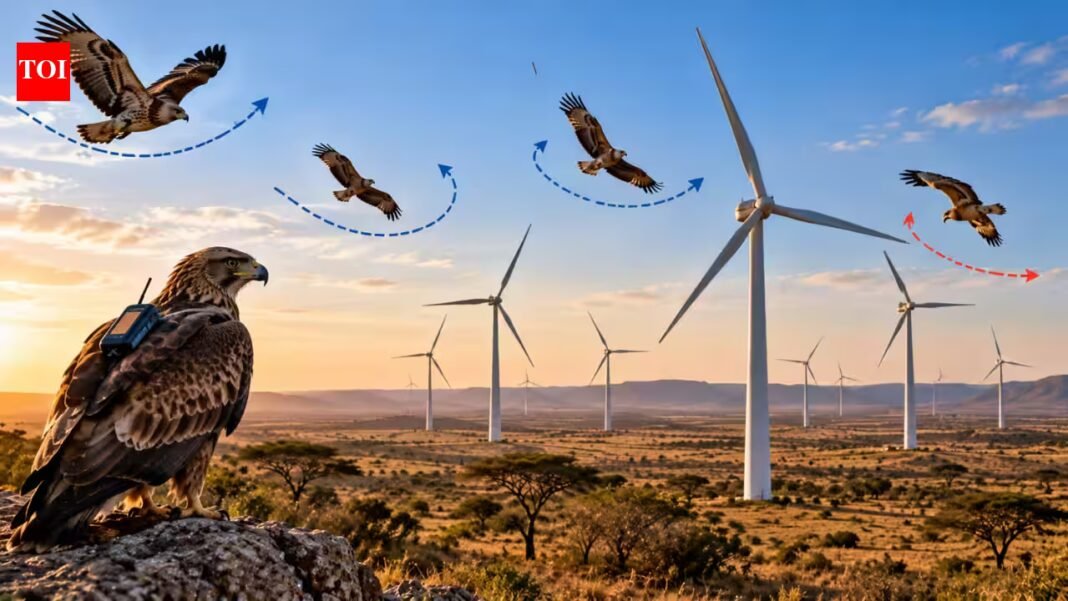 Scientists use GPS to track four African raptors in Kenya and discover they avoid turbines, but Augur Buzzards may face greater collision risk | Scientists use GPS to track four African raptors in Kenya and discover they avoid turbines, but Augur Buzzards may face greater collision risk |