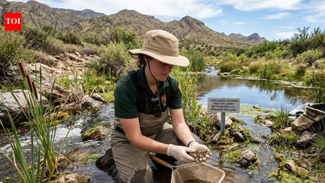In 2013, Arizona’s rare leopard frogs were under threat from invasive bullfrogs, but by 2019 conservationists had expanded their recovery network from 7 sites to 19 | In 2013, Arizona’s rare leopard frogs were under threat from invasive bullfrogs, but by 2019 conservationists had expanded their recovery network from 7 sites to 19 |