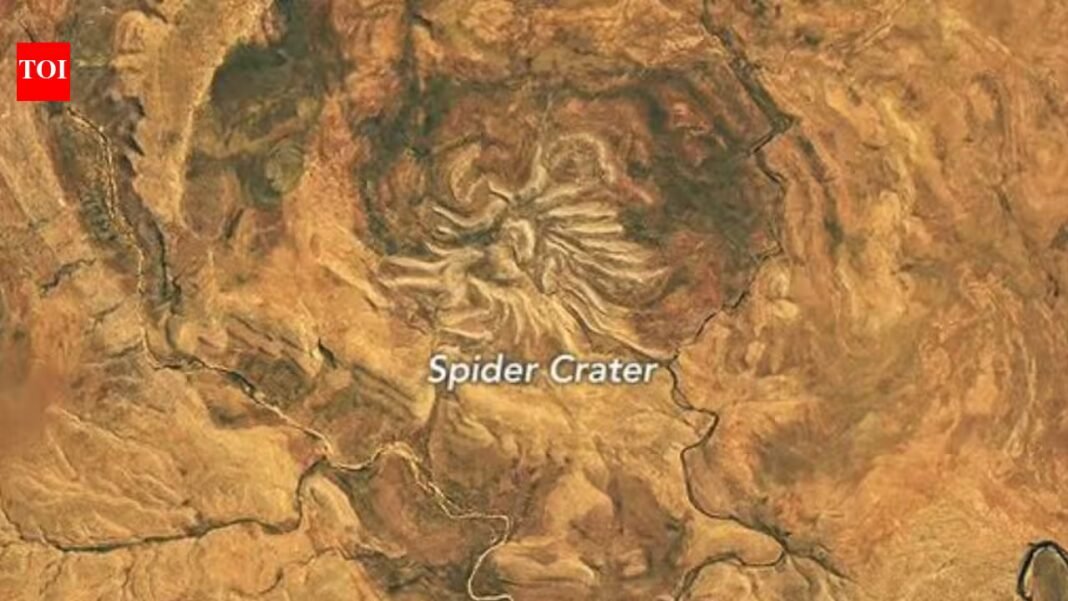 NASA’s latest satellite imagery reveals Australia’s giant spider; the striking landscape created by an ancient impact is a huge crater NASA’s latest satellite imagery reveals Australia’s giant spider; the striking landscape created by an ancient impact is a huge crater