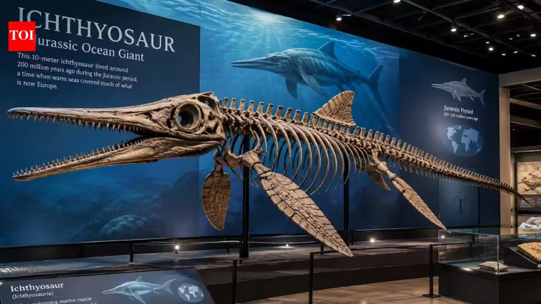 A 10-metre ichthyosaur discovered on a secret Dorset beach has gone on display; Bristol researchers estimate the Jurassic marine reptile is about 174 million years old | A 10-metre ichthyosaur discovered on a secret Dorset beach has gone on display; Bristol researchers estimate the Jurassic marine reptile is about 174 million years old |
