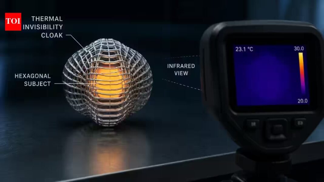 Researchers have developed a 3D thermal invisibility cloak that can hide complex objects from infrared cameras while also protecting them from extreme heat and cold, a step beyond earlier cloaks that only worked with simple shapes Researchers have developed a 3D thermal invisibility cloak that can hide complex objects from infrared cameras while also protecting them from extreme heat and cold, a step beyond earlier cloaks that only worked with simple shapes
