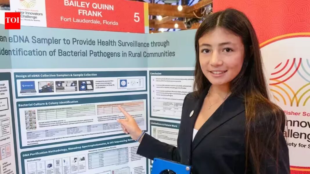 Meet Bailey Quinn Frank, 15, from Fort Lauderdale, who built an air sampler with a small fan and filter paper to collect bacterial DNA; she has now won a $25,000 science prize among nearly 2,000 applicants Meet Bailey Quinn Frank, 15, from Fort Lauderdale, who built an air sampler with a small fan and filter paper to collect bacterial DNA; she has now won a $25,000 science prize among nearly 2,000 applicants