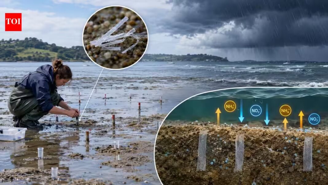 Scientists buried microscopic plastic in a New Zealand harbour to test what happened when a storm hit the seabed | Scientists buried microscopic plastic in a New Zealand harbour to test what happened when a storm hit the seabed |