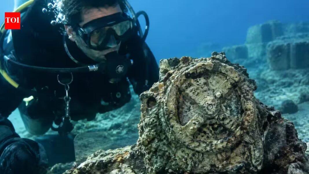 In 1901, sponge divers off the Greek island of Antikythera recovered a corroded lump of bronze from a 2,000-year-old shipwreck; scans later showed it was a geared device built to predict eclipses In 1901, sponge divers off the Greek island of Antikythera recovered a corroded lump of bronze from a 2,000-year-old shipwreck; scans later showed it was a geared device built to predict eclipses