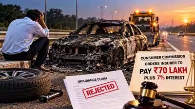 He left his BMW locked on the highway after midnight puncture, next morning it was found burnt; insurer rejected claim, but consumer commission orders Rs 70 lakh plus 7% interest He left his BMW locked on the highway after midnight puncture, next morning it was found burnt; insurer rejected claim, but consumer commission orders Rs 70 lakh plus 7% interest