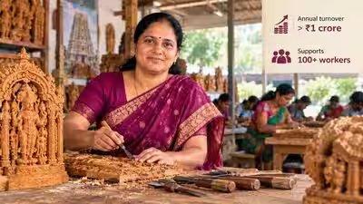 In 2007, Chandrakala took over her late husband’s Tirupati woodcarving workshop; today the Andhra Pradesh enterprise reports over Rs 1 crore in annual turnover and supports more than 100 workers In 2007, Chandrakala took over her late husband’s Tirupati woodcarving workshop; today the Andhra Pradesh enterprise reports over Rs 1 crore in annual turnover and supports more than 100 workers